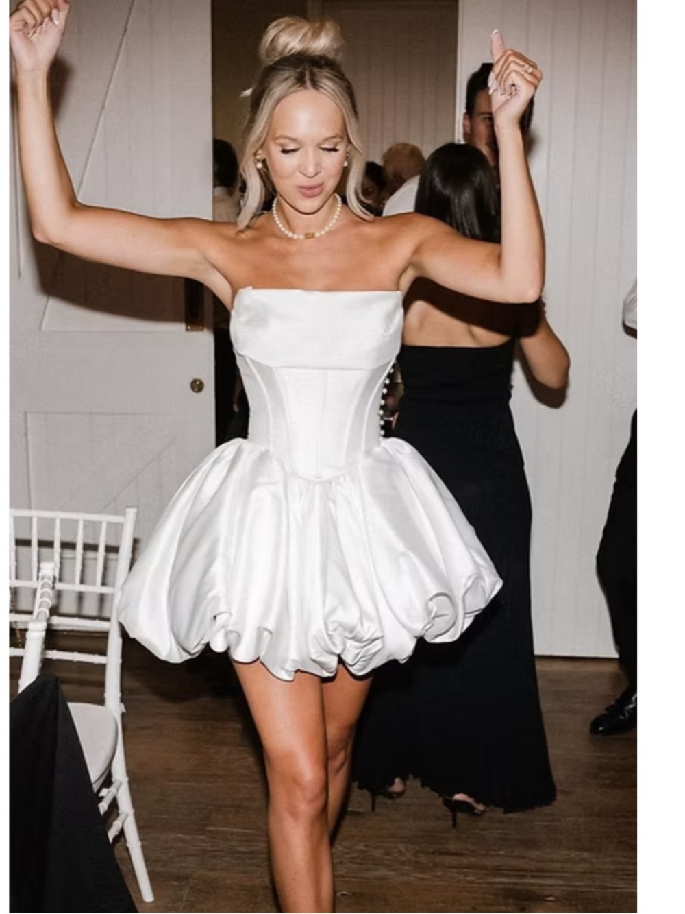 JAC White Strapless Bubble Mini Dress